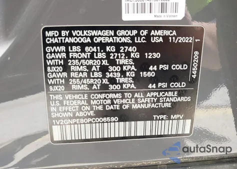 2023 Volkswagen Id.4 Awd Pro S/Awd Pro S Plus z USA, uszkodzony, nr VIN 1V2GNPE80PC006590